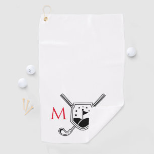 Red and Black Personalized Monogram Golf Towel