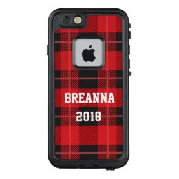 Red and Black Personalized Plaid LifeProof FRĒ iPhone 6/6s Case