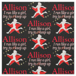 RED AND BLACK PERSONALIZED TRACK STAR FABRIC