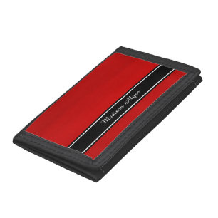 Red and Black Personalized Tri-fold Wallet