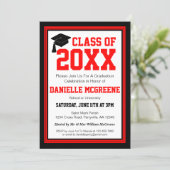 Red and Black Photo Graduation Party Invitation (Standing Front)