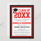 Red and Black Photo Graduation Party Invitation (Front)