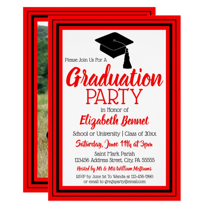 Red and Black Photo Graduation Party Invitation | Zazzle.com