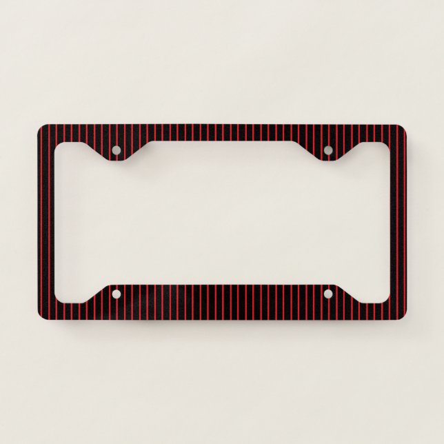 Red and Black Pinstripe License Plate Frame (Front)