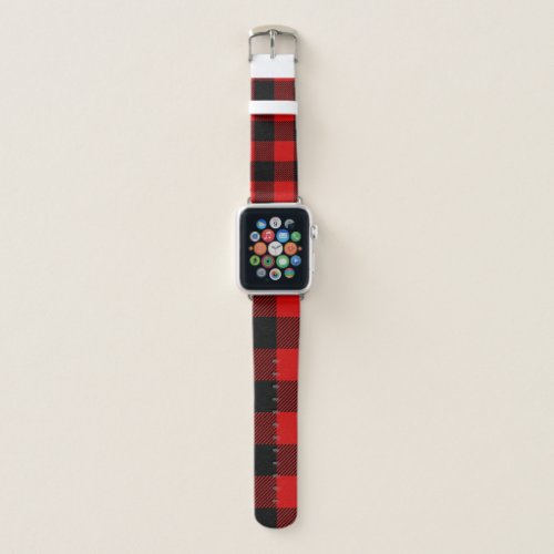 Red and Black Plaid Background Apple Watch Band