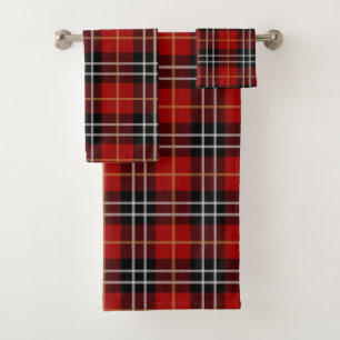 Red and Black Plaid Bath Towel Set