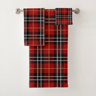 Red and Black Plaid Bath Towel Set