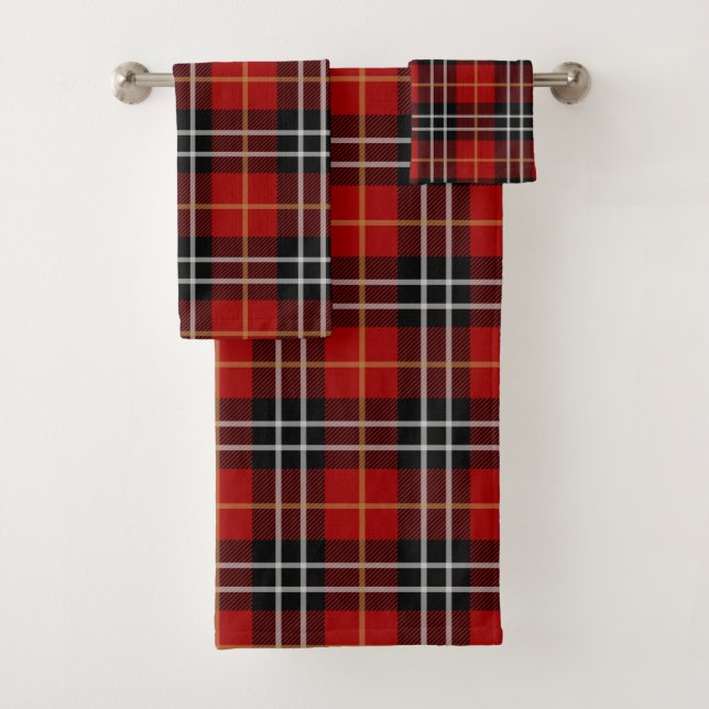 Red and Black Plaid Bath Towel Set (Insitu)