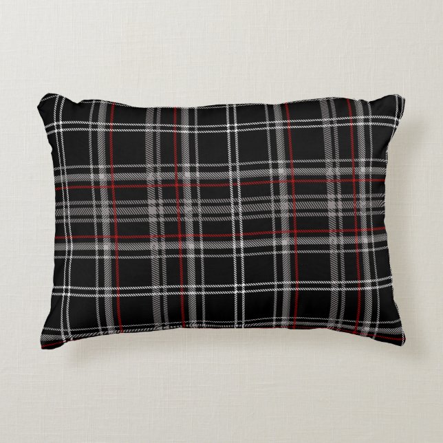 Red and Black Plaid Buffalo Check Pattern  Accent Pillow (Front)