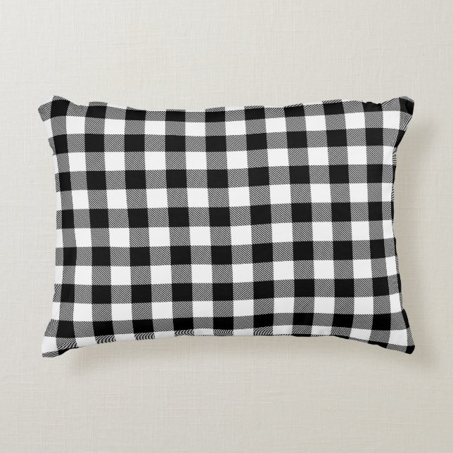 Red and Black Plaid Buffalo Check Pattern  Accent Pillow (Front)