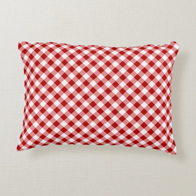 Red and Black Plaid Buffalo Check Pattern  Accent Pillow (Back)