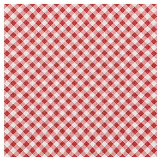 Red and Black Plaid Buffalo Check Pattern Fabric (Close Up)