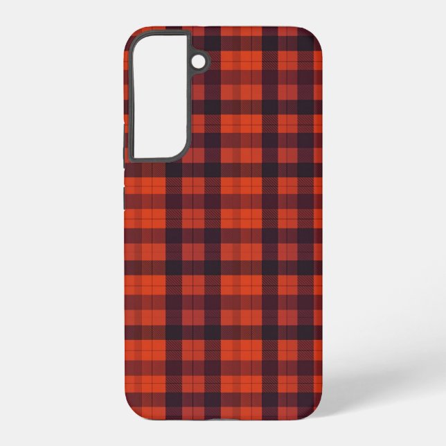 Red and Black Plaid Checkered Pattern Samsung Galaxy Case (Back)