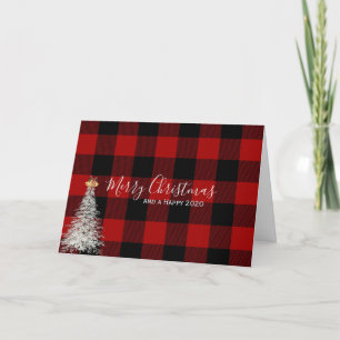 Red and Black plaid Christmas and New Year Card