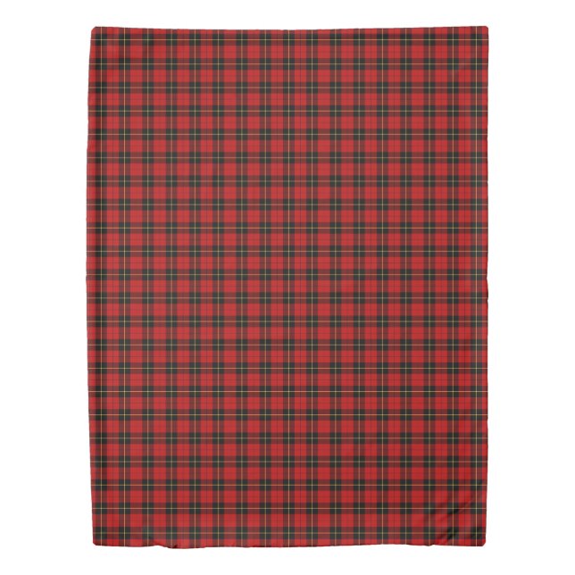 Red and Black Plaid Clan Wallace Tartan Duvet Cover (Front)