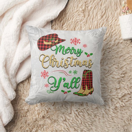 Red And Black Plaid Cowgirl Christmas Pillow