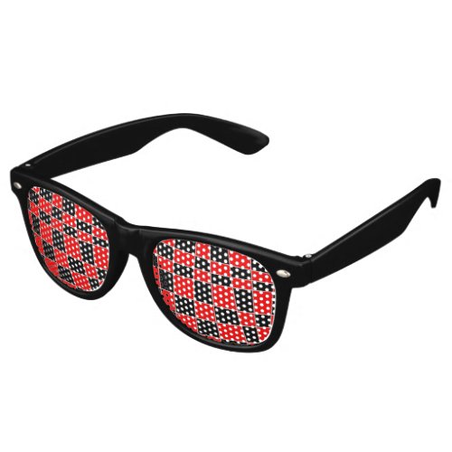 Red and black Plaid customizable Retro Sunglasses