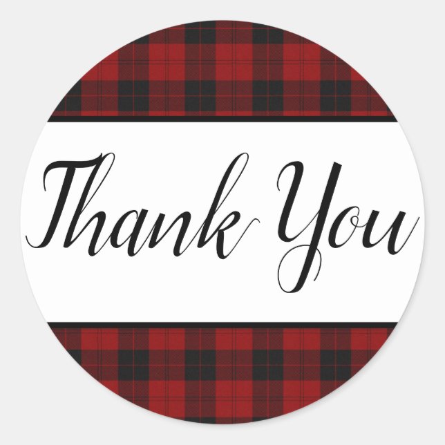 Red and Black Plaid Favor Stickers (Front)