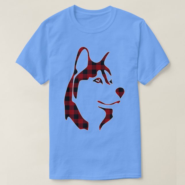 Red And Black Plaid Husky Matching Family Pajama  T-Shirt (Design Front)