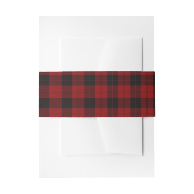 Red and Black Plaid Invitation Belly Band (Front Example)