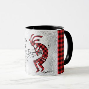 Red And Black Plaid Kokopelli Mug