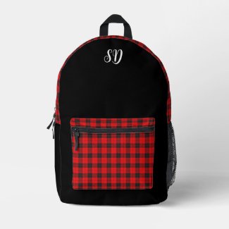 Red and Black Plaid Monogram 