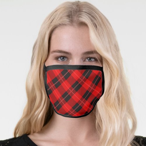 Red and black plaid pattern face mask