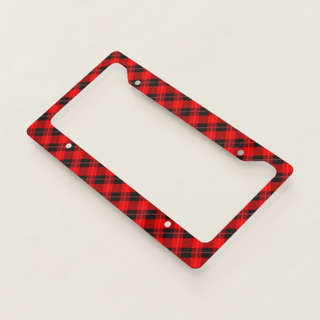 Red and black plaid pattern license plate frame (3/4)