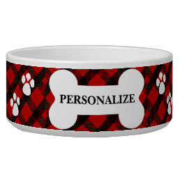 Red and Black Plaid - Pet Bowl 