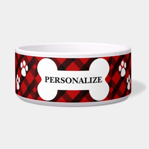 Red and Black Plaid _ Pet Bowl 