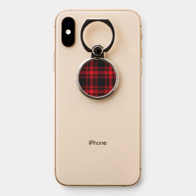 Red And Black Plaid Phone Ring Stand (On Phone)