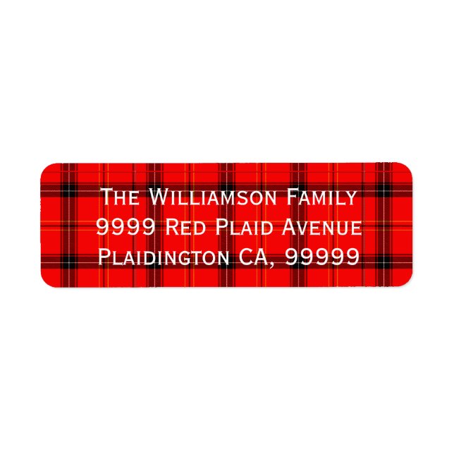 Red and Black Plaid Rustic Tartan Custom Label (Front)