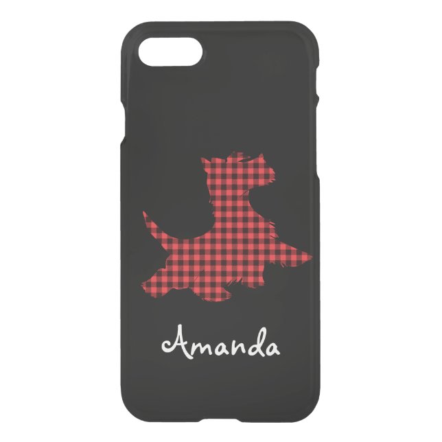 Red and Black Plaid Scottie Dog Cell Phone Cover (Back)