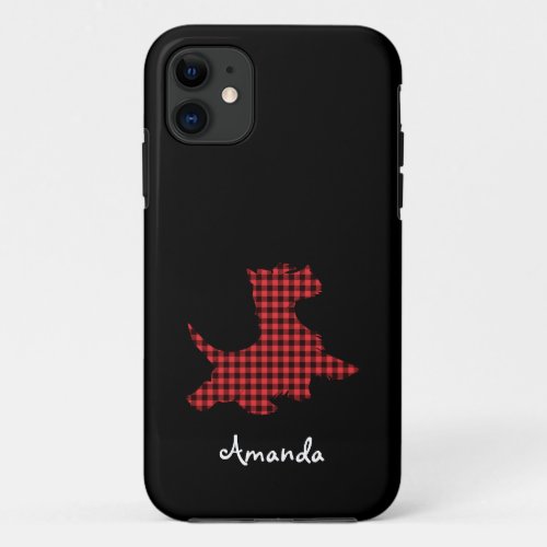 Red and Black Plaid Scottie Dog Cell Phone Cover
