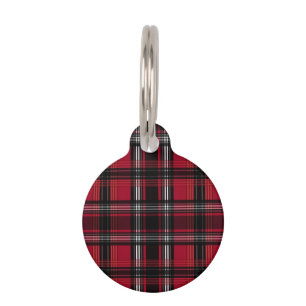 Red And Black Plaid Tartan Pattern With Pet's Info Pet ID Tag