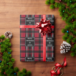 Red And Black Plaid Tartan Pattern With Text Wrapping Paper