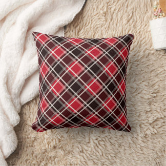 Red and Black Plaid Throw Pillow