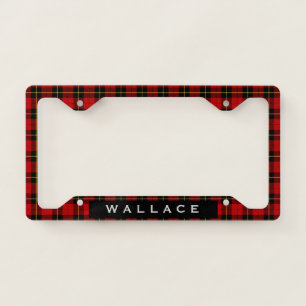 Red and Black Plaid Wallace Tartan Personalized License Plate Frame