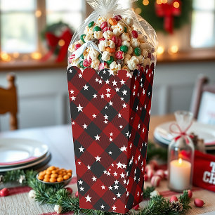Red and black plaid with stars favor boxes