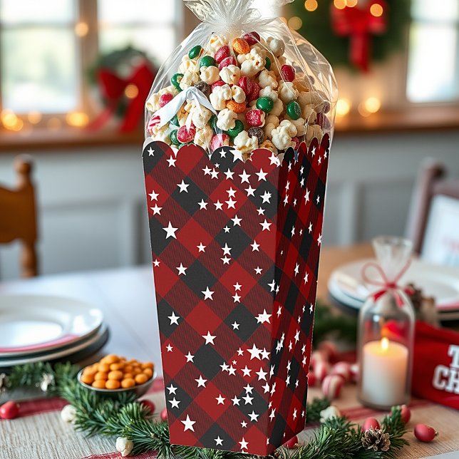 Red and black plaid with stars  favor boxes (Creator Uploaded)