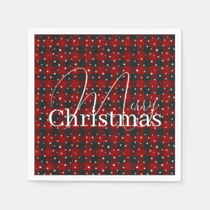 Red and black plaid with stars  napkins