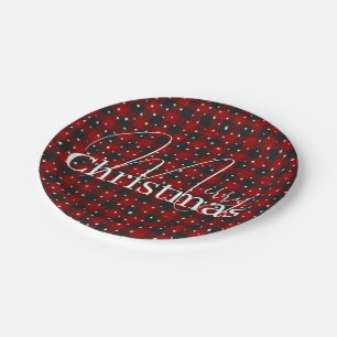 Red and black plaid with stars paper plates