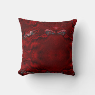 Red and black plush cloth textured throw pillow