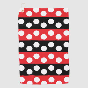 Red and Black Polka Dot Golf Towel