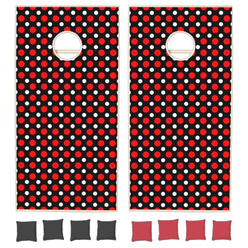 Red and Black Polka Dot Pattern Cornhole Set