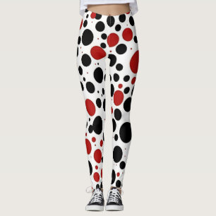 Red and Black Polka Dot Pattern Leggings