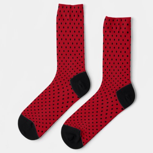 Red and Black Polka Dot Pattern Socks