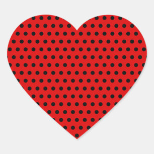Red and Black Polka Dot Pattern. Spotty. Heart Sticker