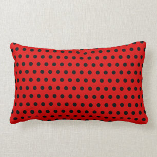 Red and Black Polka Dot Pattern. Spotty. Lumbar Pillow