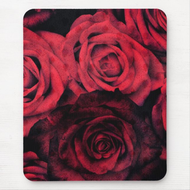 Red and black polka dot roses mouse pad (Front)